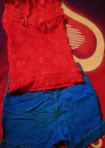 Girl Wear Divider One Short  With Two Top