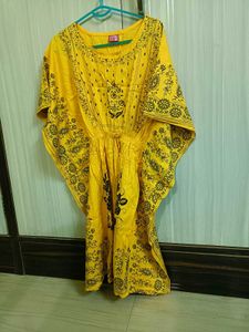 Yellow Printed Kaftan
