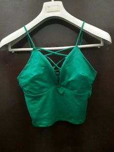 Green Criss-Cross Crop Top