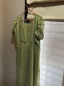 Floral Print Green Dress