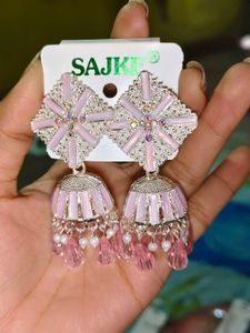 Pink Jhumka Earrings