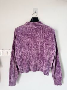 Purple Knit Mock Neck Sweater