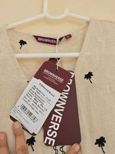 Brownverse Pure Cotton Women&#39;s Embroidered Top