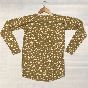 Lime Green Star Print T-Shirt for Kids 9-10 Yrs