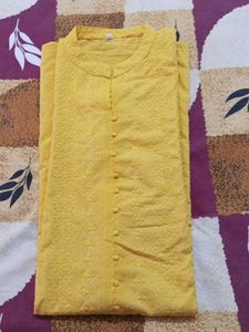 Yellow Embroidered Kurti
