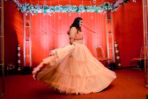 Designer Lahenga Choli With Peach Dupatta