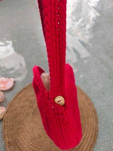 Korean Cutie 🥰 Red Crochet Round Bag ♥️