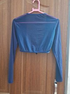 Navy Blue Sheer Cape Top