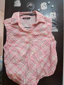 Pink Plaid Sleeveless Top - XS