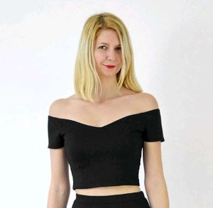 Off-Shoulder Black Crop Top