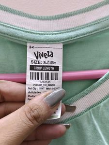 Viveza Light Green Oversized Crop Top
