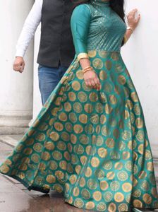 Emerald Green & Gold Gown
