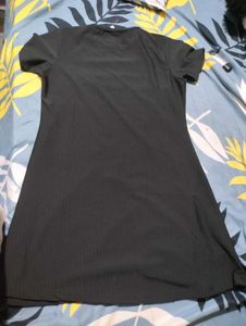 Black Ribbed Tee with Pocket Detail
