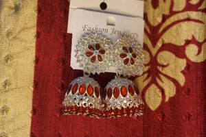 Red Jhumka Earrings , Get 1 Free