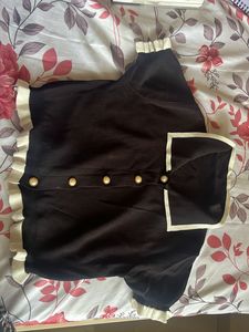 Ruffle Trim Knit Cardigan