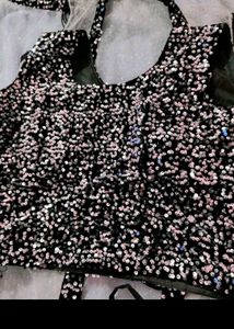 Sequin Lehenga Choli Set with shrug