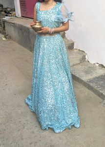 Beautiful Sequence Gown 😍 With Designer Sleeves