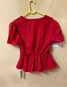 Red V Neck Top