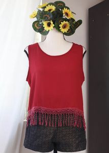 Summer Red Tassel Top