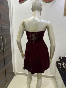 Burgundy Velvet Mini Dress