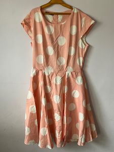 peach polka dot dress