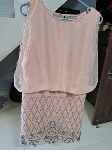 Peach Dress with Embellishments
