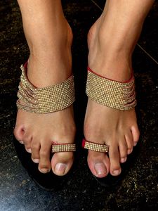 Black And Red Rhinestone Crystal Wedges