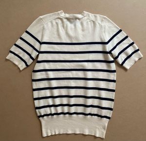 Zara Striped Short Sleeve Sweater Top