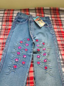 Embroidered Denim Jeans