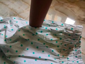 Green &amp; White Printed Fabric