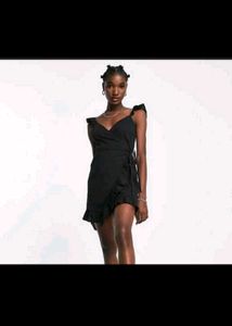Black Ruffle Wrap LBD
