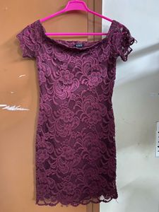 Burgendy Bodycon Lace Dress
