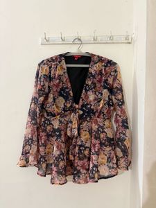 Black floral Printed Top