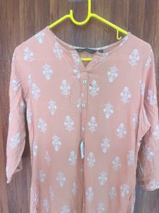 Peach Printed Kurta