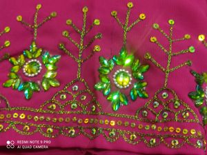 Beautiful  Dark Magenta Colour Hand Work Blouse