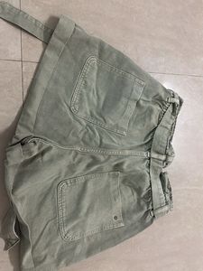 Sage Green Belted Shorts