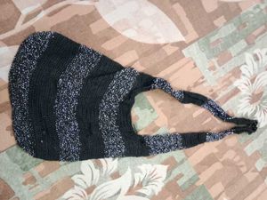 Handcrafted Black Sparkle Crochet Bag