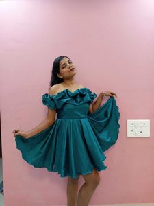 Off Shoulder Green Dress