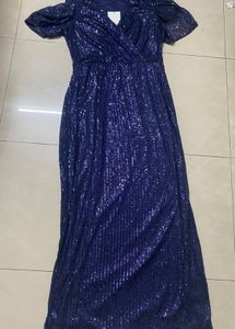 Sequin Navy Blue Maxi Dress