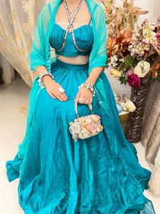 Teal Lehenga Choli with Dupatta