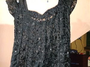 Black Floral Sequin Top