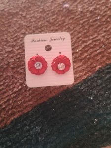 Red Flower Earrings