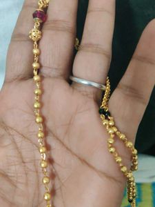 Elegant Gold &amp; Ruby Beaded Chain