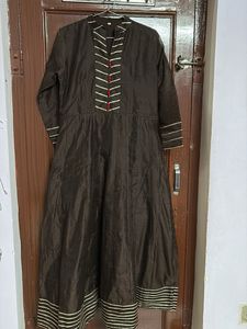 Brown Striped Detail Dress