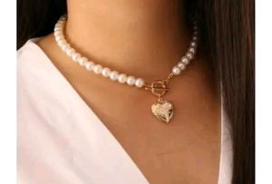 Pearl Heart Toggle Necklace