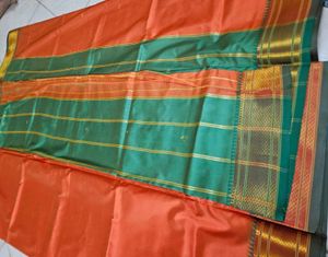 Orange Polyester Saree With Matching Blouse Piece