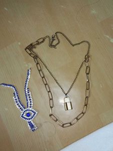 Layered Necklace And Beautiful Eye Pendant Combo