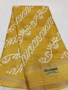 Golden Yellow Dola Silk Saree