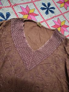 Brown Embroidered Top