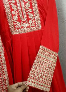 New Latest Heavy Fox Georgette Red Anarkali